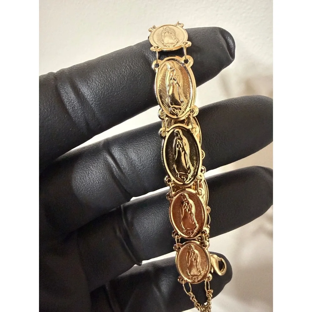 virgan mary bracelet 14k gold filled 11mm 8 inch lobster clasp